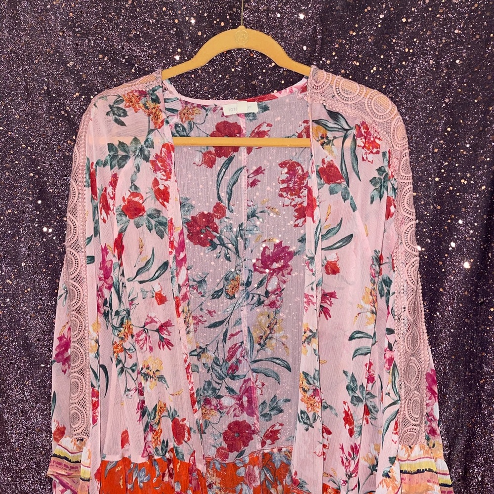 Pink Kimono with flower print